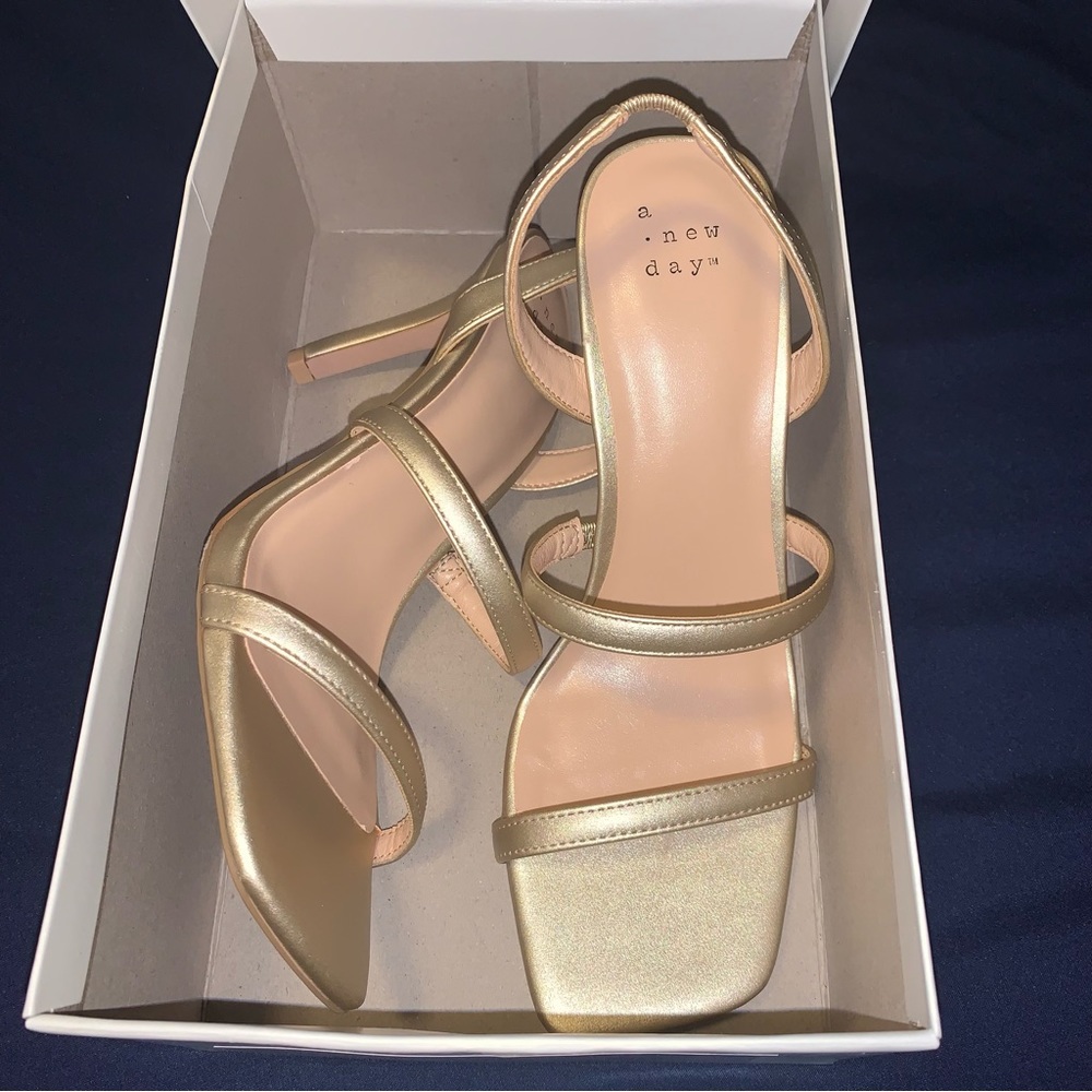 A New Day Nala Strappy Gold Heels Size 7